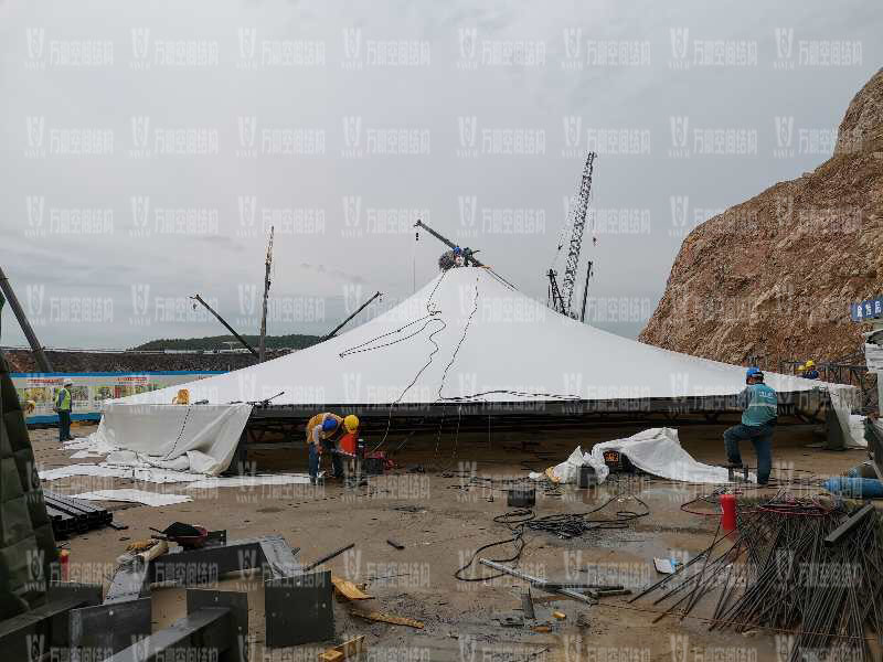 南京園博園穹蓋式膜結構棚項目施工中