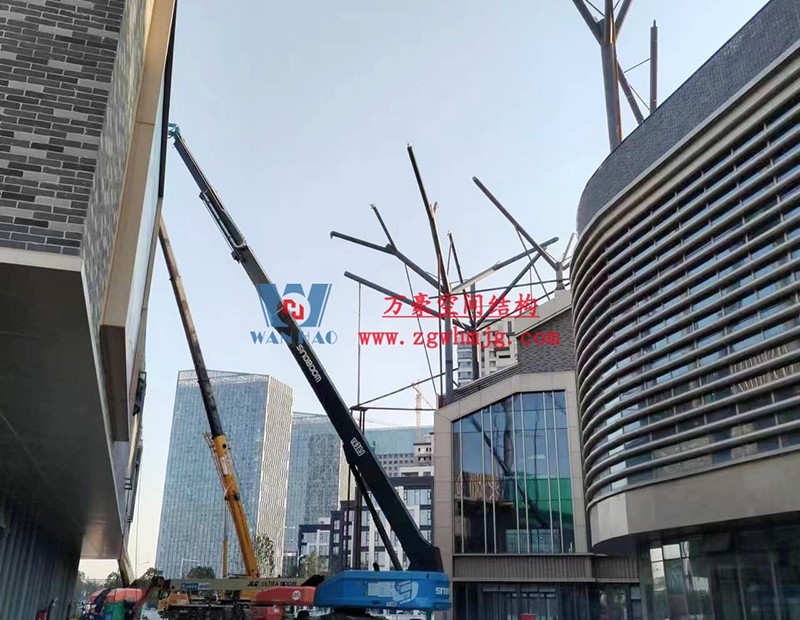 合肥文一塘溪津門天幕鋼結(jié)構(gòu)及ETFE氣枕膜工程施工進(jìn)度