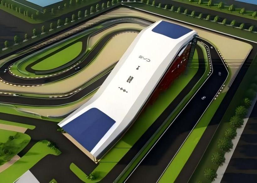 比亞迪紹興嵊州賽車場干拔沙坡觀景平臺PTFE鋼膜結(jié)構